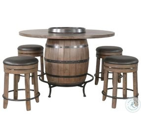 Velden Hollow Natural Round Counter Height Dining Table with Lazy Susan