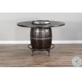 Havenstead Dark Brown Round Counter Height Dining Table with Lazy Susan