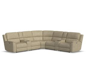Henry Beige Leather Modular Zero Gravity Power Reclining Sectional