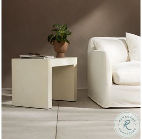 Parish White Concrete Rectangular End Table