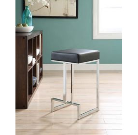 Gervase Black And Chrome Square Counter Height Stool