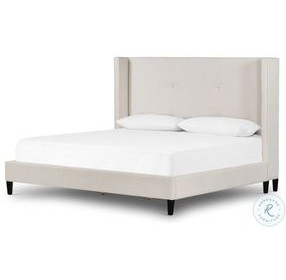 Madison Cambric Ivory Performance Fabric Queen Upholstered Bed