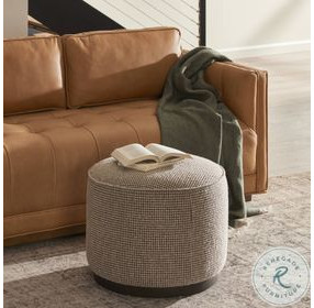 Sinclair Barrow Taupe Performance Fabric Round Ottoman