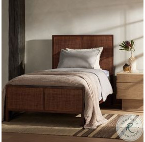 Sydney Brown Wash Twin Upholstered Bed
