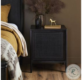 Sydney Black Wash and Black Cane Right 1 Door Nightstand