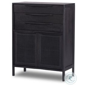 Sydney Black Wash and Black Cane Tall 3 Drawer Dresser