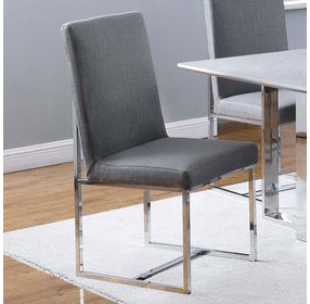 Starlight Grey Matte Velvet Dining Chair Set of 2