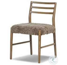 Glenmore Smoked Oak and Taupe Shearling Dining Chair Set of 2