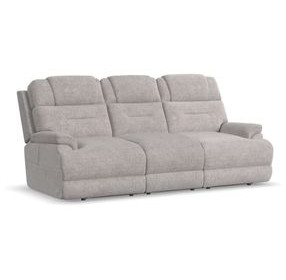 Zecliner Zofa Dove Gray Performance Fabric 87" Zero Gravity Power Reclining Sofa with USB Charging and LED