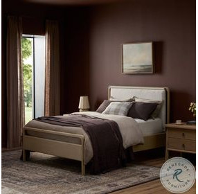 Rosedale Yucca Oak Veneer and Knoll Natural Performance Fabric Queen Upholstered Bed