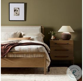 Rosedale Yucca Oak Veneer and Knoll Natural Performance Fabric King Upholstered Bed