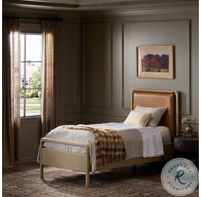 Rosedale Yucca Oak Veneer and Chaps Sand Twin Upholstered Bed