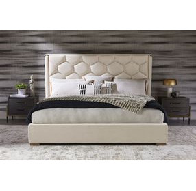 Alisha Meg Taupe King Upholstered Platform Bed