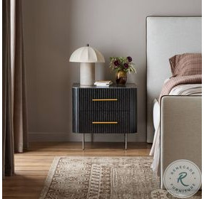 Fletcher Distressed Black 2 Drawer Nightstand