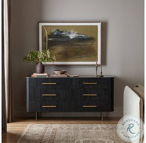 Fletcher Distressed Black Oak 6 Drawer Dresser