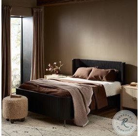 Fletcher Distressed Black Oak Queen Platform Bed