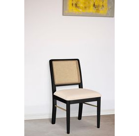 Arini Black Rattan Cane Dining Side Chair Set of 2