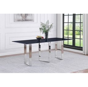 Desden Gray Marble And Stainless Steel 79" Rectangular Dining Table