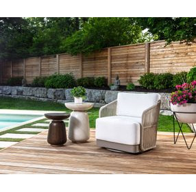 Allariz Stinson White Performance Fabric Outdoor Swivel Arm Chair