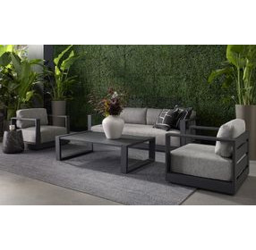 Tavira Lanikai Salt And Pepper Performance Fabric Outdoor Arm Chair