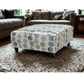 Amos Pebble Gray and White Square Ottoman