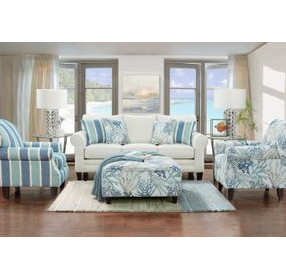 Grande Glacier Blue and White Upholstered Accent Chair