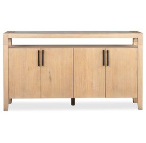 Somerset Butternut 4 Door Glass Top Sideboard