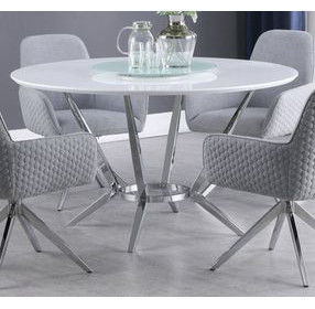 Abby White And Chrome Dining Table