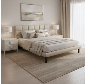 Placid Beige King Upholstered Panel Bed