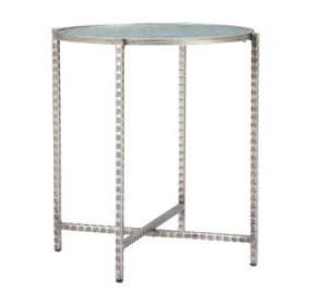 Vetro Silver Round Glass Top Side Table
