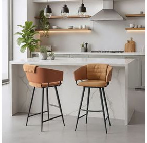 Juno Brown Upholstered Bar Stool Set of 2