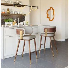 Brew Beige Upholstered Bar Stool