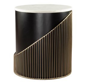 Tova Black and White Round Marble Top Side Table
