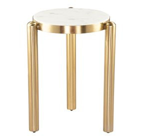 Noan White and Gold Round Marble Top Side Table