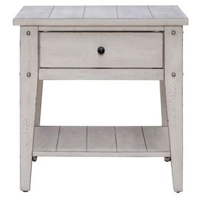 Lake House Weathered White Rectangular End Table