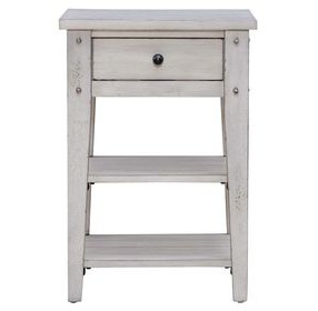 Lake House Weathered White Square Chairside Table