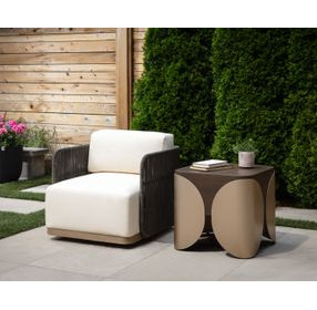 Ravenna Stinson Cream Performance Fabric Swivel Outdoor Arm Chair