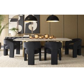 Astara Cream Marble And Antique Brass 94" Dining Table