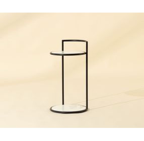 Parga White And Matte Black End Table