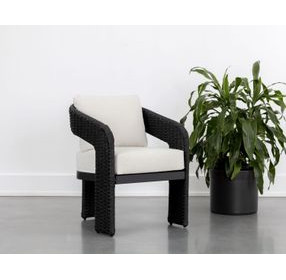 Pylos Louis Cream And Black Performance Fabric Outdoor Lounge Chair