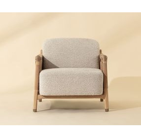 Calloway Santa Cruz Oatmeal and Nubuck Tan Leather Upholstered Lounge Chair