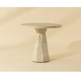 Kliff Natural 34" Round Concrete Top Outdoor Bistro Table