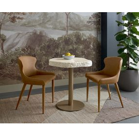 Delmont Cream and White 28" Free Form Concrete Top Outdoor Bistro Table