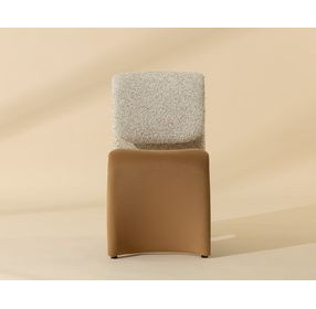 Dunleigh Kona Camel and Noah Ecru Performance Fabric Upholstered Dining Chair