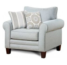 Grande Mist Gray Performance Fabric Accent Chair with 2 Throw Pillows
