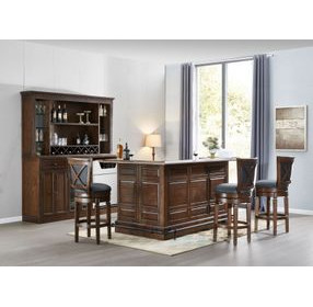 Manchester Distressed Walnut Back Bar with Hutch