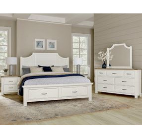 Maple Road Soft White King Scalloped Storage Panel Bed