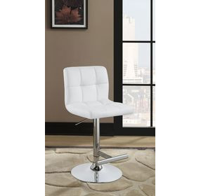 Lenny Chrome And White Adjustable Height Bar Stool Set of 2