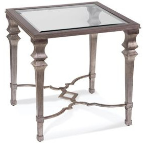 Sylvia Silver Square Glass Top End Table