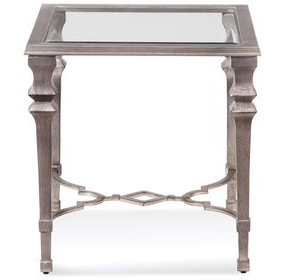 Sylvia Silver Square Glass Top End Table